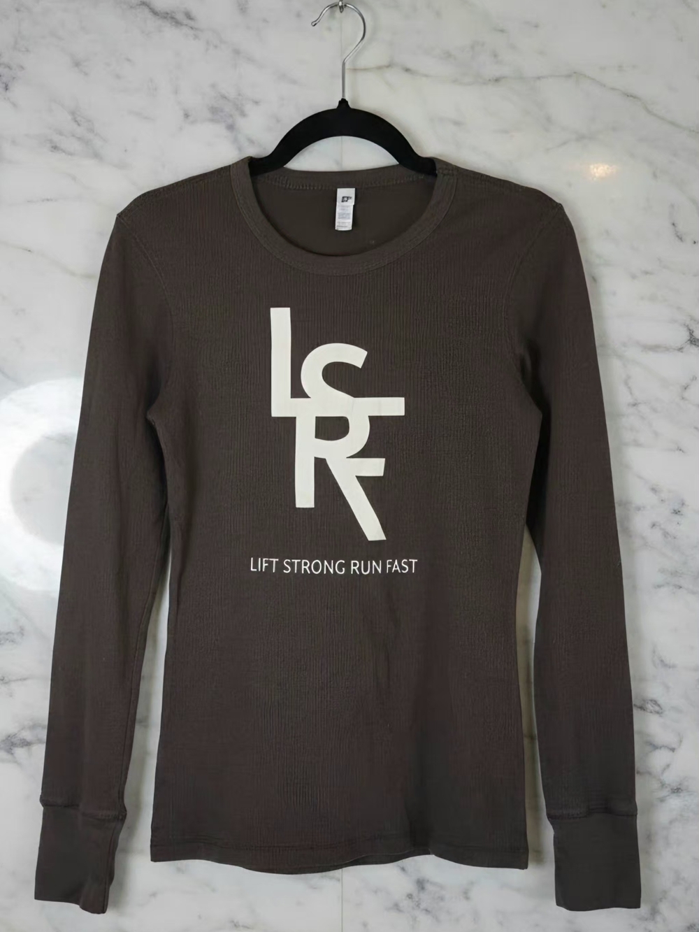 Women's Ribbed Long Sleeve Tee - Brown